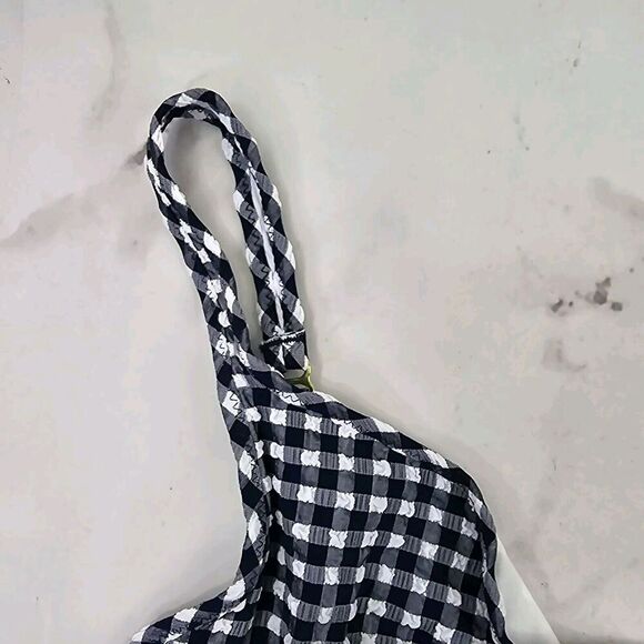 J Crew Swim Top 42D Blue Gingham Underwire Bikini Ruffle Seersucker BE750 - Picture 2 of 11